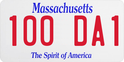 MA license plate 100DA1