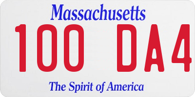 MA license plate 100DA4