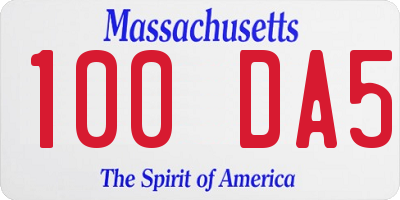 MA license plate 100DA5