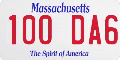 MA license plate 100DA6