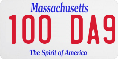 MA license plate 100DA9