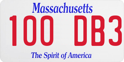 MA license plate 100DB3