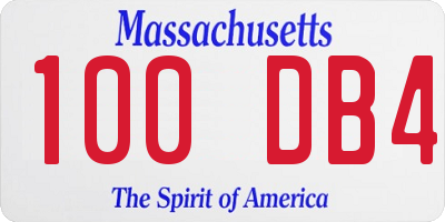 MA license plate 100DB4