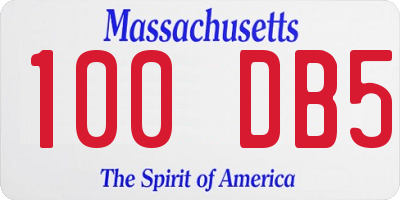 MA license plate 100DB5