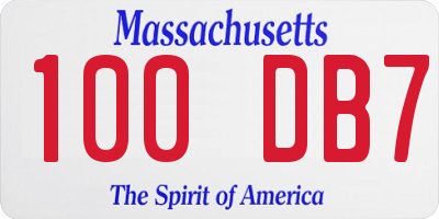 MA license plate 100DB7