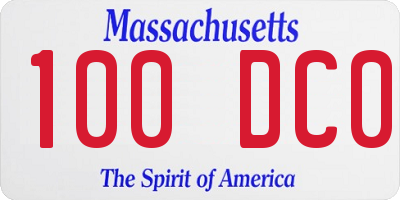 MA license plate 100DC0