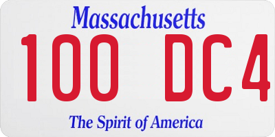 MA license plate 100DC4