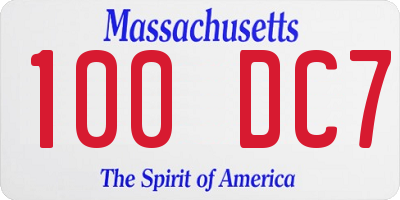 MA license plate 100DC7