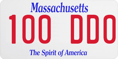 MA license plate 100DD0