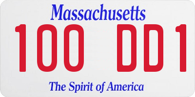 MA license plate 100DD1