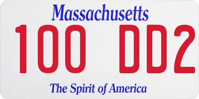 MA license plate 100DD2