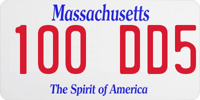 MA license plate 100DD5