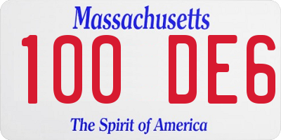 MA license plate 100DE6