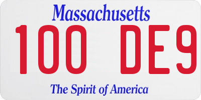 MA license plate 100DE9