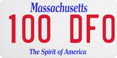 MA license plate 100DF0