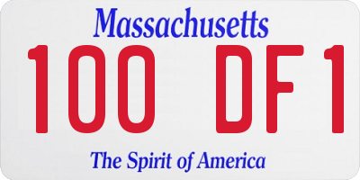 MA license plate 100DF1