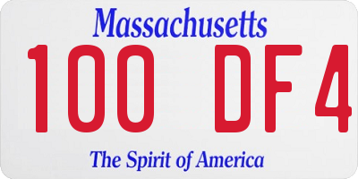 MA license plate 100DF4