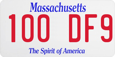 MA license plate 100DF9