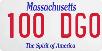 MA license plate 100DG0