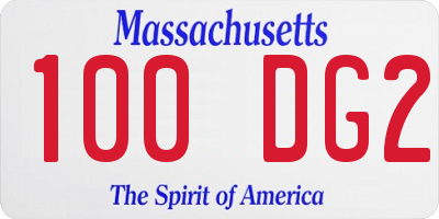 MA license plate 100DG2