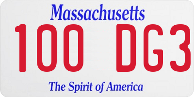MA license plate 100DG3