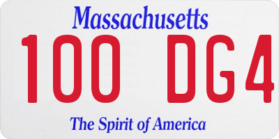 MA license plate 100DG4