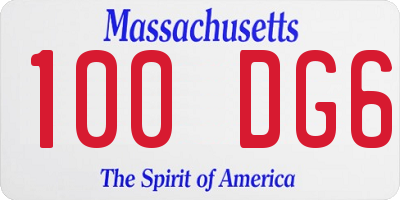 MA license plate 100DG6