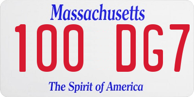 MA license plate 100DG7
