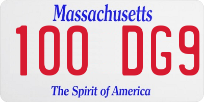 MA license plate 100DG9