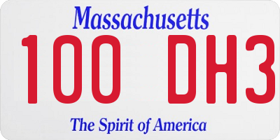 MA license plate 100DH3