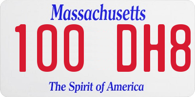 MA license plate 100DH8