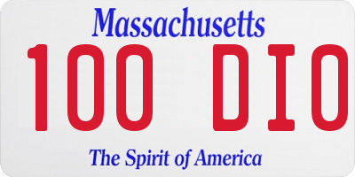 MA license plate 100DI0