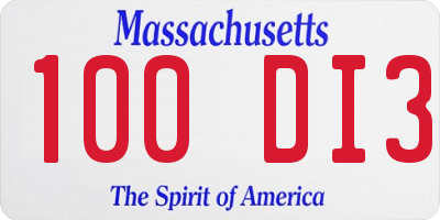 MA license plate 100DI3