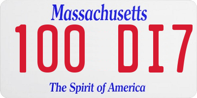 MA license plate 100DI7