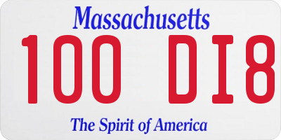 MA license plate 100DI8