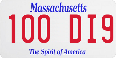 MA license plate 100DI9