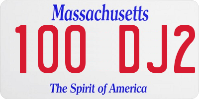 MA license plate 100DJ2