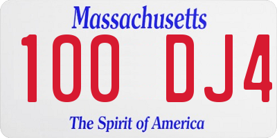 MA license plate 100DJ4