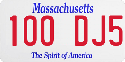 MA license plate 100DJ5