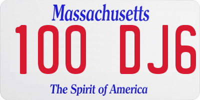 MA license plate 100DJ6