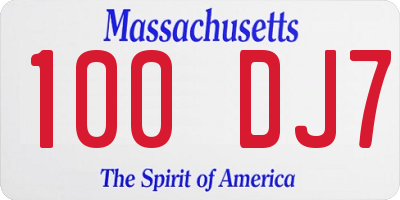 MA license plate 100DJ7