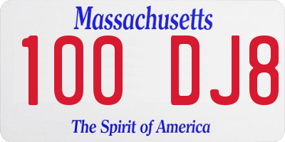 MA license plate 100DJ8