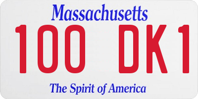 MA license plate 100DK1