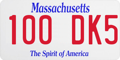 MA license plate 100DK5