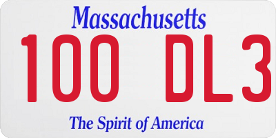 MA license plate 100DL3