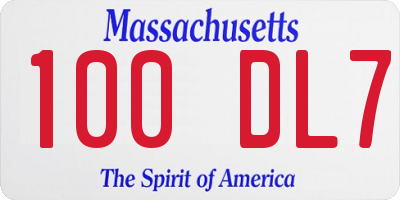 MA license plate 100DL7