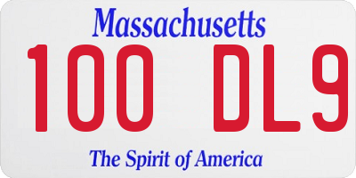 MA license plate 100DL9