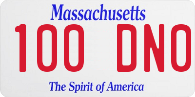 MA license plate 100DN0