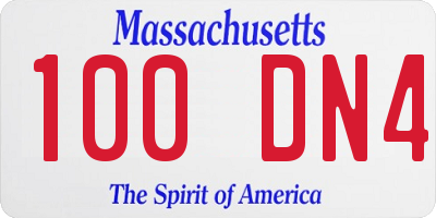 MA license plate 100DN4