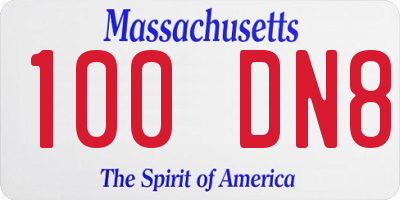 MA license plate 100DN8